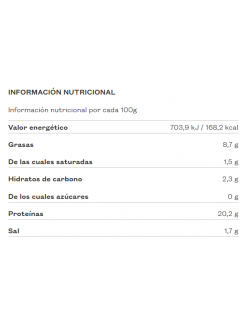 Información nutricional Mejillones Paco Lafuente