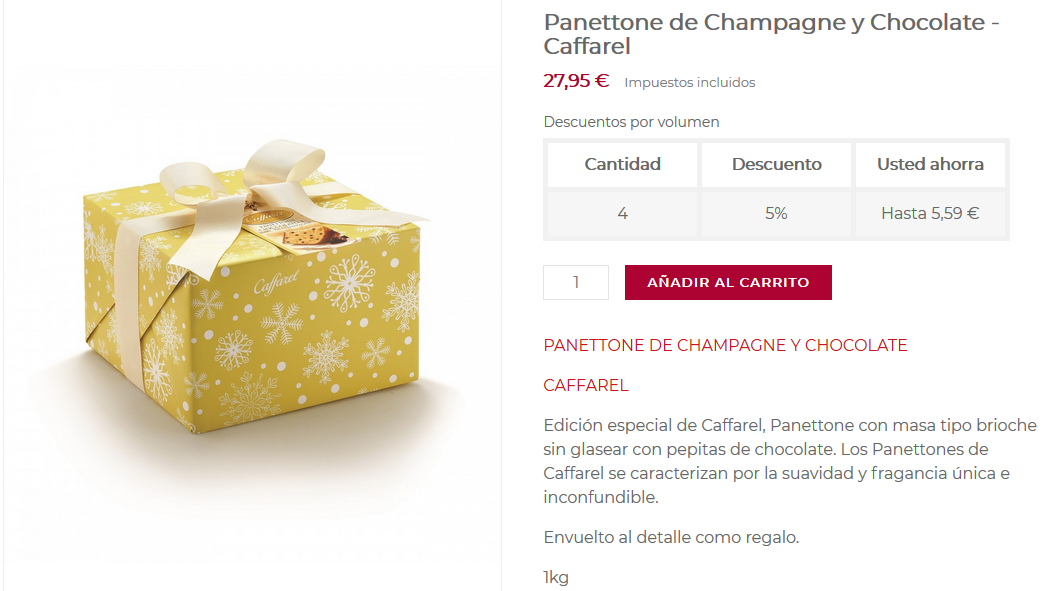 Panettone de Champagne y Chocolate Caffarel