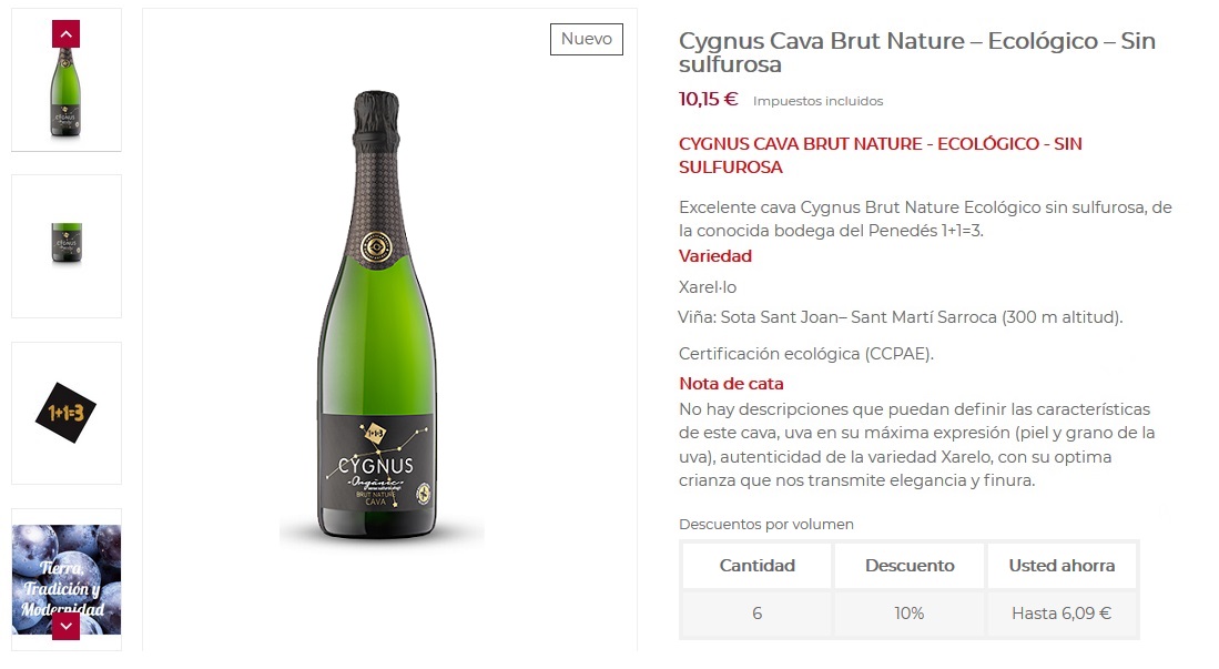 Cava Cygnus Brut Nature Ecológico sin sulfurosa